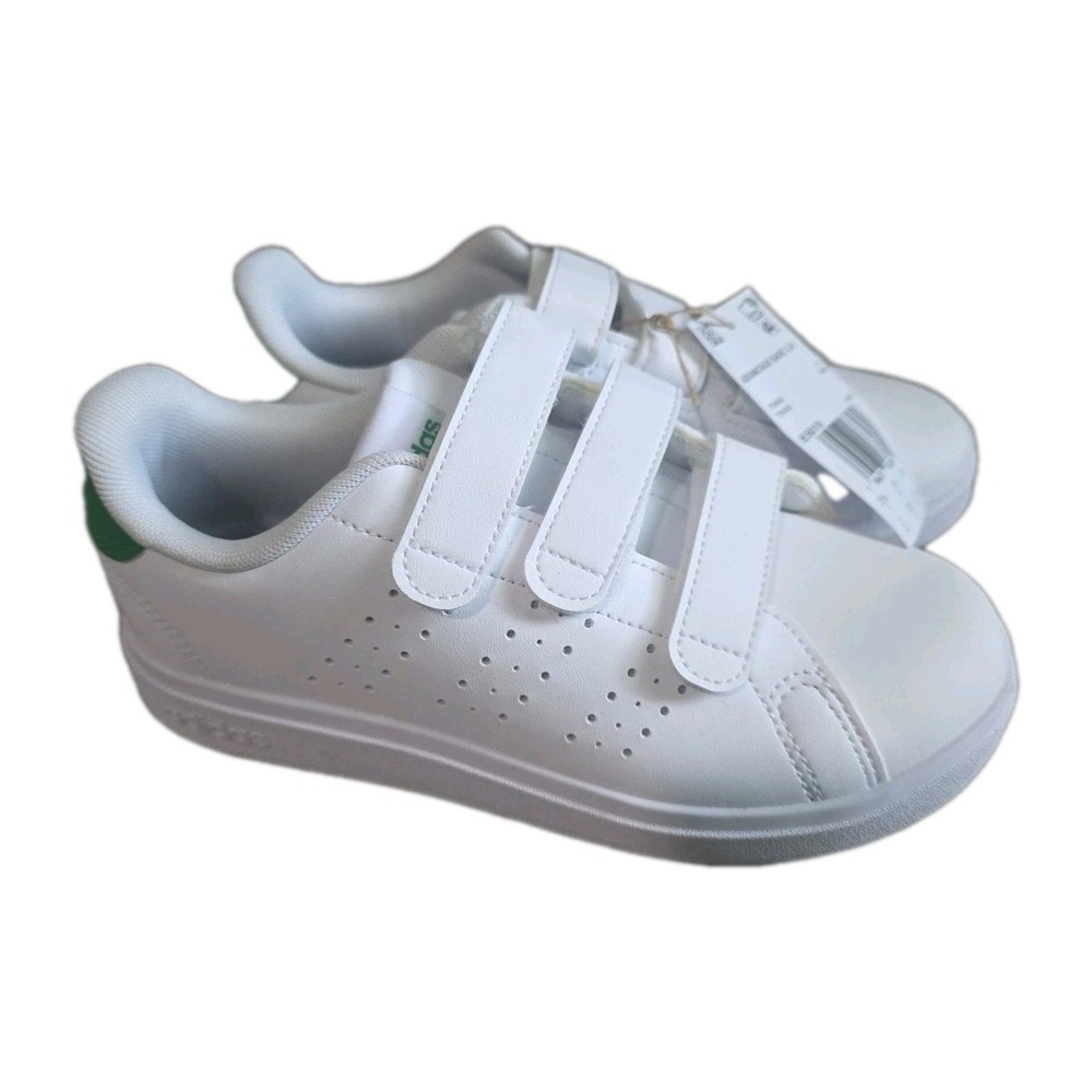 Adidas Kids White Unisex Size 2 Advantage Base Ie9019 Tennis Court Shoes New